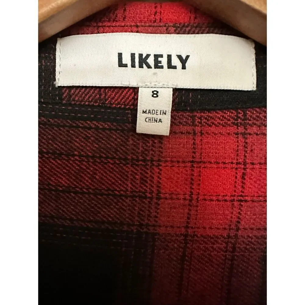Likely Scottie Dress Red Black Plaid Flannel size 8 - Picture 4 of 6